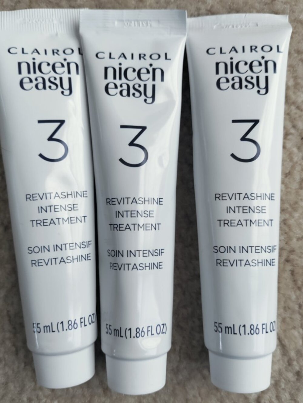 3 Tubes CLAIROL Nice & Easy REVITASHINE INTENSE TREATMENT Step 3 CONDITIONER